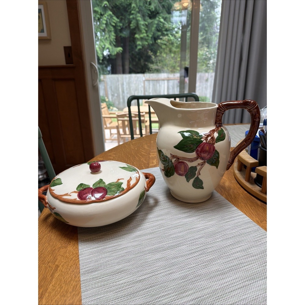 Huge Vintage Franciscan Apple Pitcher And Covered Dish Early Marks MINT